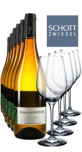 6 x 0.75L Chardonnay Viognier + 4 Weißweingläser 
