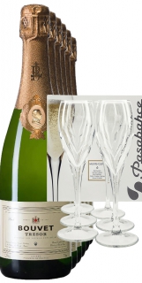 Bouvet Ladubay Trésor 6 Fl. + 6 Champagnergläser 